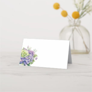 Folded Name Place Card Hydrangeas