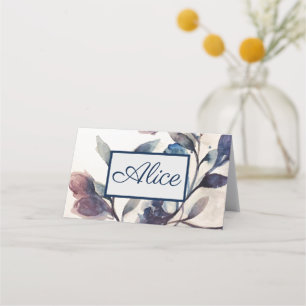 Folded Name Place Card - Lilac Foliage Floral
