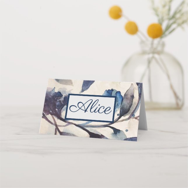Folded Name Place Card  - Lilac Foliage Floral 2 (Front)