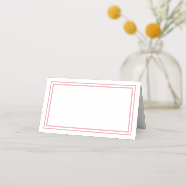Folded Name Place Card-Pink Borders Card (Front)