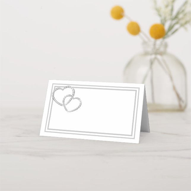 Folded Name Place Card-Two Hearts Card (Front)