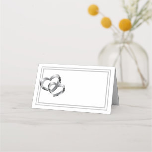 Folded Name Place Card-Two Hearts Place Card