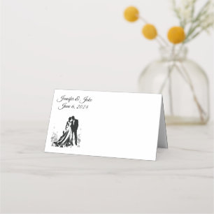 Folded Name Place Card-Wedding Couple Card
