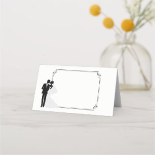 Folded Name Place Card-Wedding Couple Card