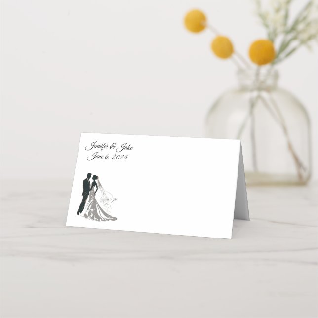 Folded Name Place Card-Wedding Couple Card (Front)
