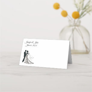 Folded Name Place Card-Wedding Couple Card
