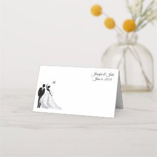 Folded Name Place Card-Wedding Couple-Custom Names Card