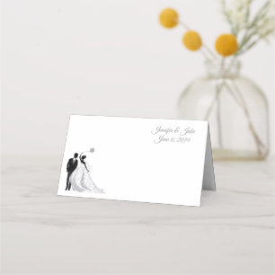 Folded Name Place Card-Wedding Couple-Custom Names Place Card