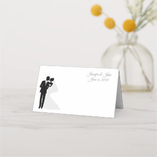 Folded Name Place Card-Wedding Couple-Custom Names Place Card
