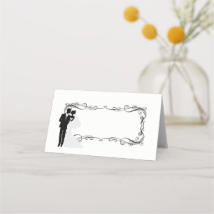 Folded Name Place Card-Wedding Couple Place Card