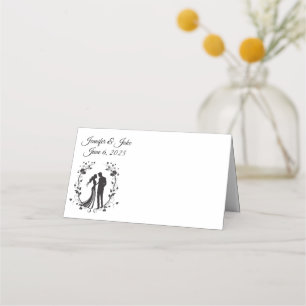 Folded Name Place Card-Wedding Couple Place Card
