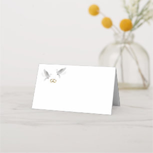 Folded Name Place Card-Wedding Doves Place Card