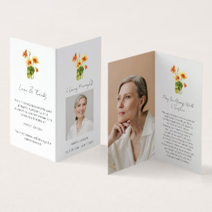 Folded Nasturtium Photo Funeral Prayer Card