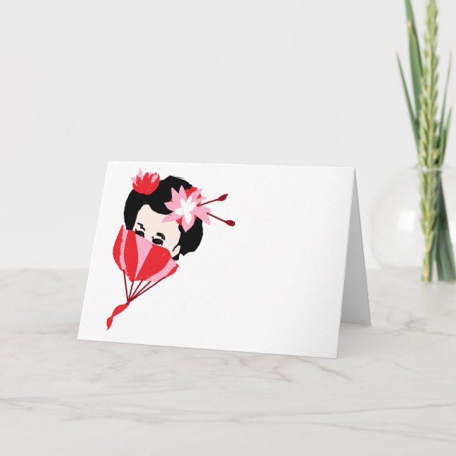 Folded Note Card : Geisha Girl (Front)