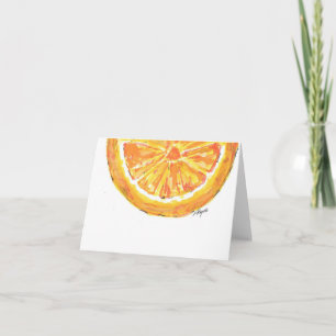 Folded note Card-  watercolor of an orange slice Card