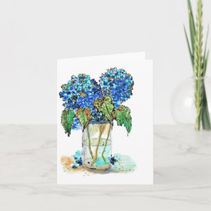 Folded Note Card-watercolor of hydrangeas Card