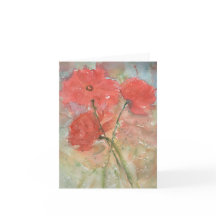 Folded Note Card with handpainted floral design