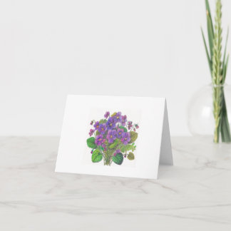 folded note card with violets