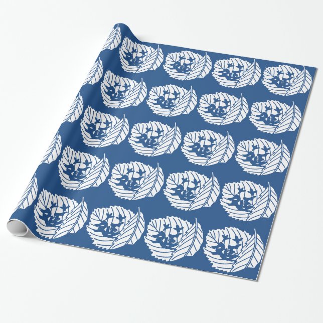 Folded oak leaf worm-eaten wrapping paper (Unrolled)