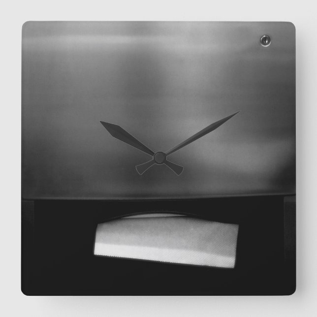 Folded Paper Towel Dispenser Square Wall Clock (Front)