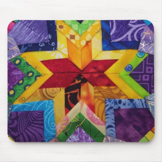 folded rainbow star Mousepad (Front)