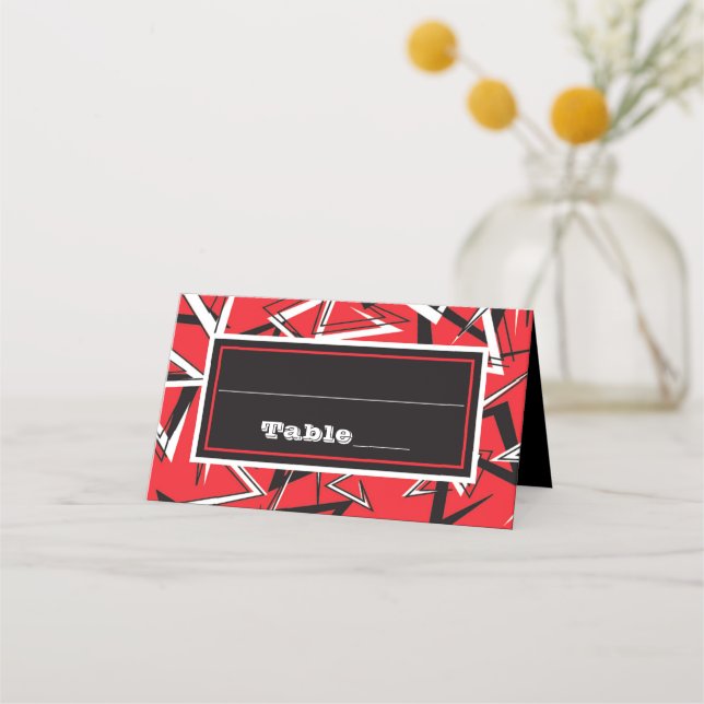 Folded Red, Black, White Place Card (Front)