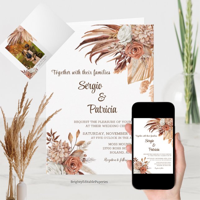 Folded Rustic Wedding Invitation Template (Creator Uploaded)