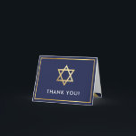 FOLDED THANK YOU bar mitzvah gold star navy blue Card<br><div class="desc">[ NOTE - THE GOLD EFFECT IS A PRINTED PICTURE ] A modern, simple design for a THANK YOU CARD Setup as a template it is simple for you to add your own details, or hit the customise button and you can add or change text, fonts, sizes etc TIP ::...</div>