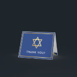 FOLDED THANK YOU bat mitzvah gold star royal blue Card<br><div class="desc">[ NOTE - THE GOLD EFFECT IS A PRINTED PICTURE ] A modern, simple design for a THANK YOU CARD Setup as a template it is simple for you to add your own details, or hit the customise button and you can add or change text, fonts, sizes etc TIP ::...</div>