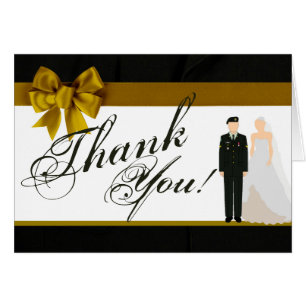 Folded Thank You Card ARMY Uniform Groom Bride Sol