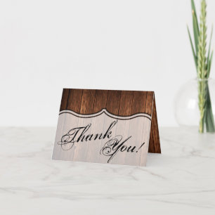 Folded Thank You Card Barn Wood Country Rustic