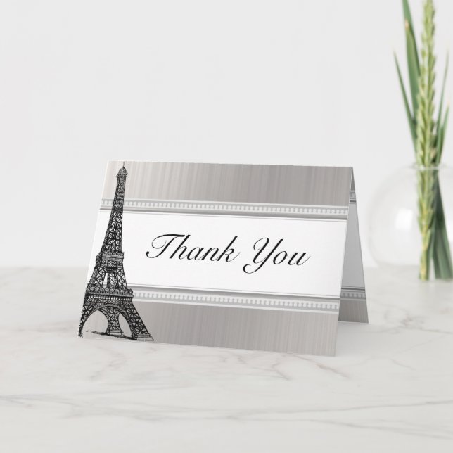 Folded Thank You Card Black Eiffel Tower (Front)