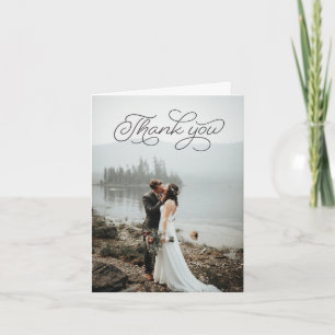 Folded Thank You Card - Black Script