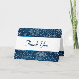 Folded Thank You Card Blue Stars and Snowflakes