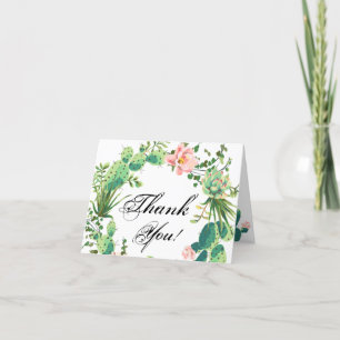Folded Thank You Card Bohemian Cactus Succulents D