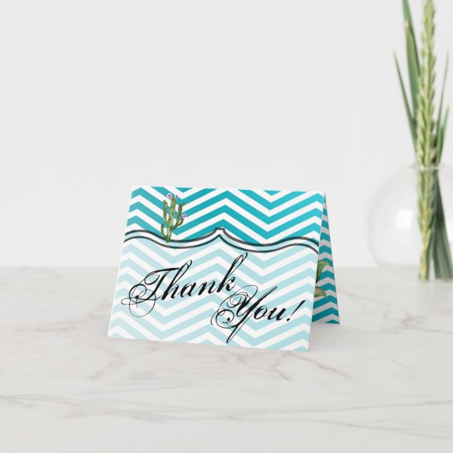 Folded Thank You Card Boho Cacti Cactus Succulent (Front)