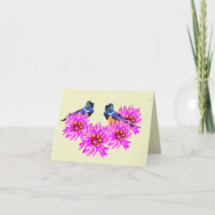 Folded Thank You Card : Colourful Birds