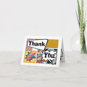 Folded Thank You Card Comic Strip Book Pop Art Car