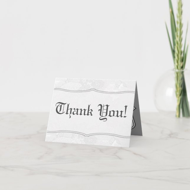 Folded Thank You Card Country White Lace Print Fab (Front)