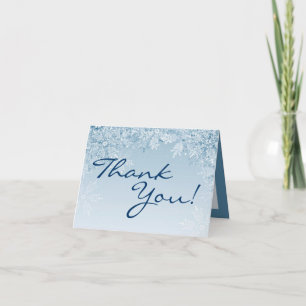 Folded Thank You Card Crystal Snowflakes Winter