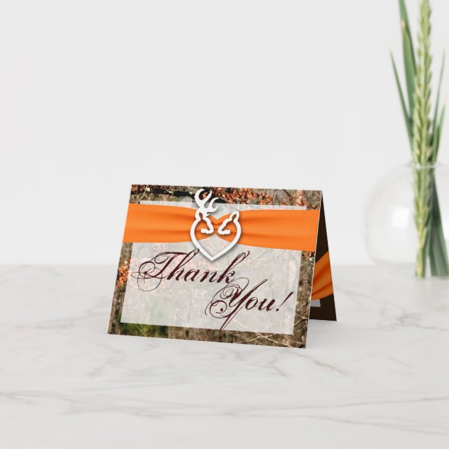 Folded Thank You Card Deer Couple Doe Buck Camo (Front)