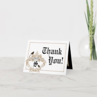 Folded Thank You Card Formal Love Birds Pigeon Due