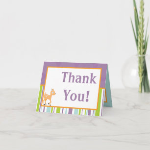 Folded Thank You Card Furry Woodland Animals