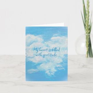 Folded Thank You Card: Heart Cloud
