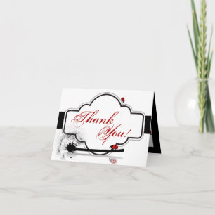 Folded Thank You Card Lady Bug Dandilion Flower