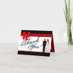 Folded Thank You Card Marine African Ameri Uniform