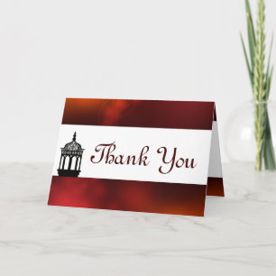 Folded Thank You Card Maroon Moroccan Lantern