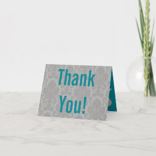 Folded Thank You Card Modern Grey Damask Lace Prin