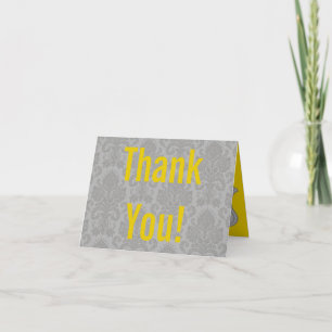 Folded Thank You Card Modern Grey Damask Lace Prin