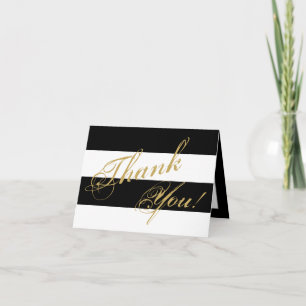 Folded Thank You Card Modern Stripe Black White
